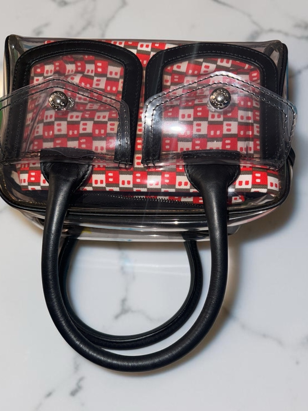 Vintage BALLY Clear PVC & Leather B-Logo Satchel Handbag Y2K - Picture 4 of 9
